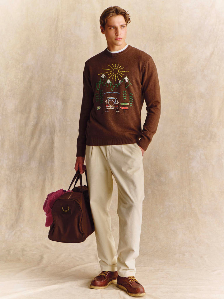 Pull ras-du-cou Brown Heron avec broderie St. Moritz 