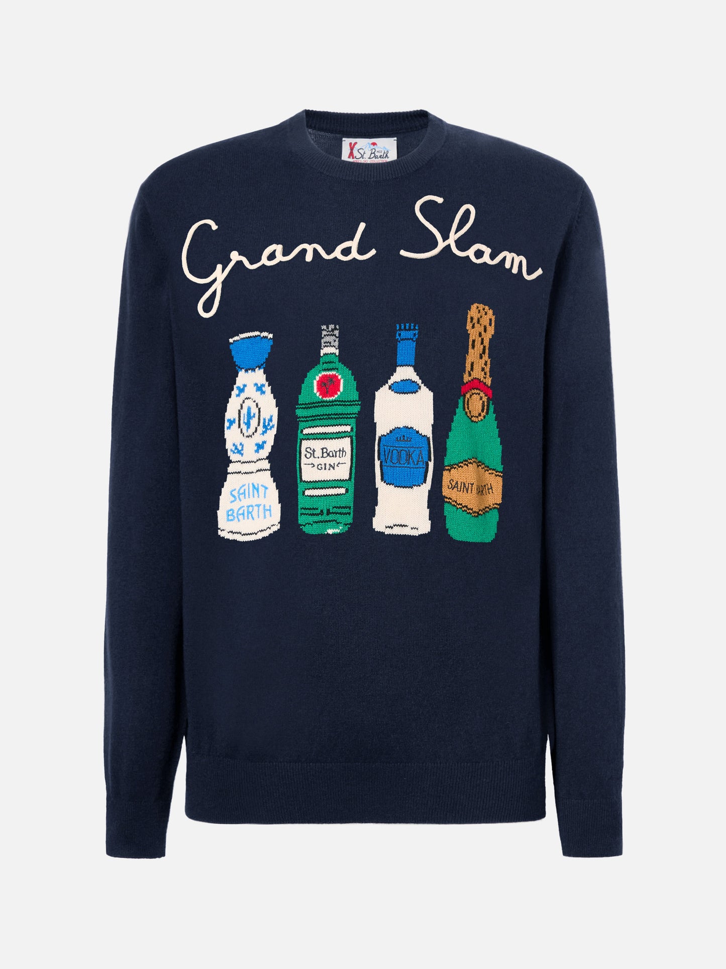 Girocollo Heron blu navy con ricamo Grand Slam