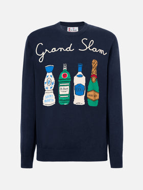Girocollo Heron blu navy con ricamo Grand Slam