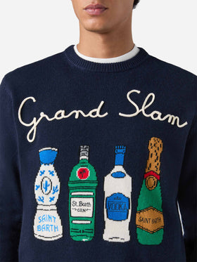 Girocollo Heron blu navy con ricamo Grand Slam