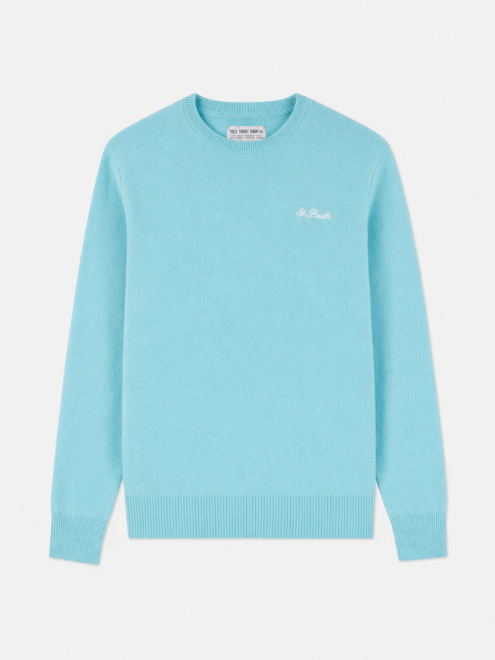 Pull Regent vert d’eau en laine d’agneau 