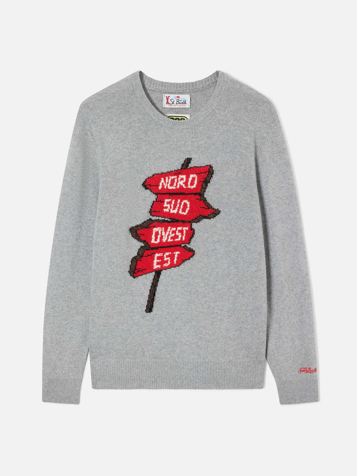 Jersey de punto con cuello redondo Grey Heron con intarsia Nord Sud Ovest Est | Special edition 