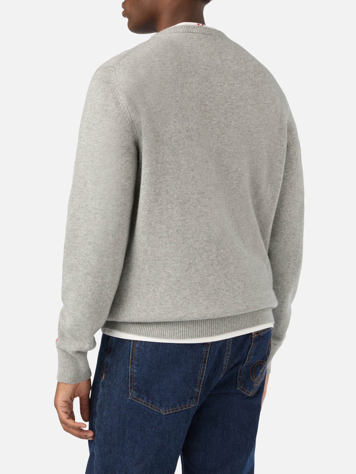 Grey Heron crewneck knit with Nord Sud Ovest Est intarsia | Special edition