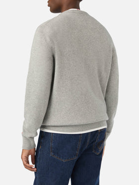 Grey Heron crewneck knit with Nord Sud Ovest Est intarsia | Special edition