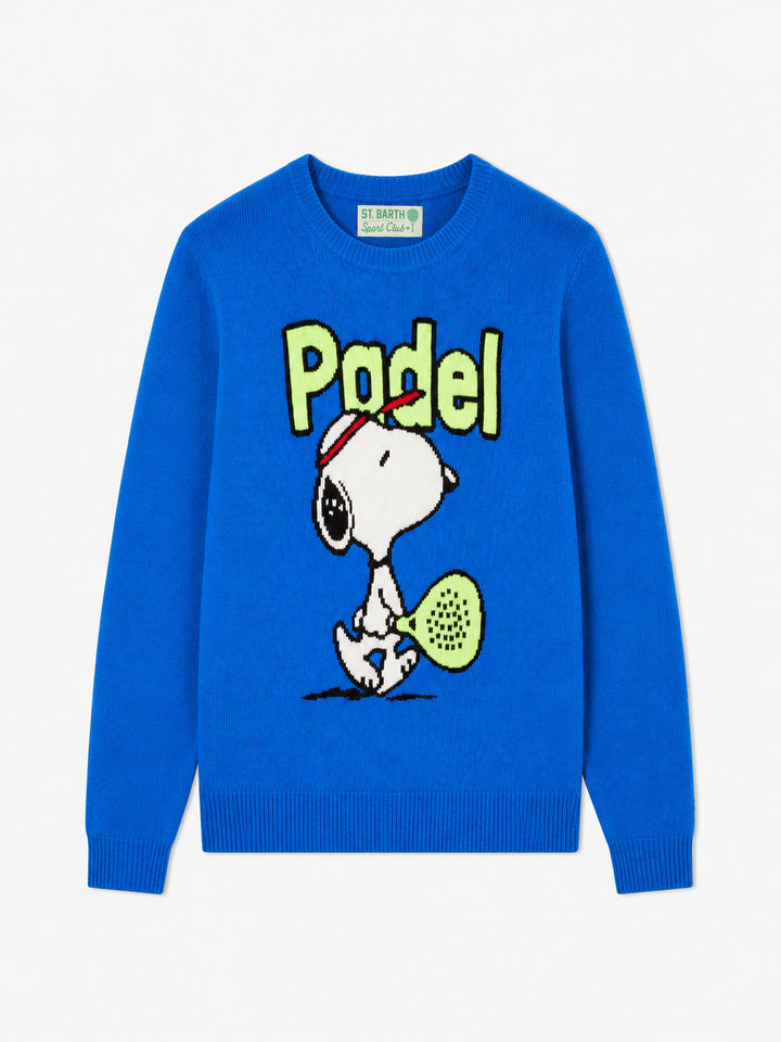 Maglia girocollo Heron blu con jacquard Snoopy padel | Special Edition