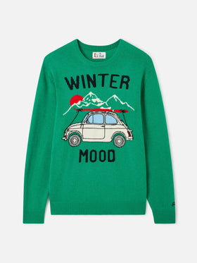 Crewneck sweater Heron with Fiat 500 jacquard | FIAT 500 SPECIAL EDITION