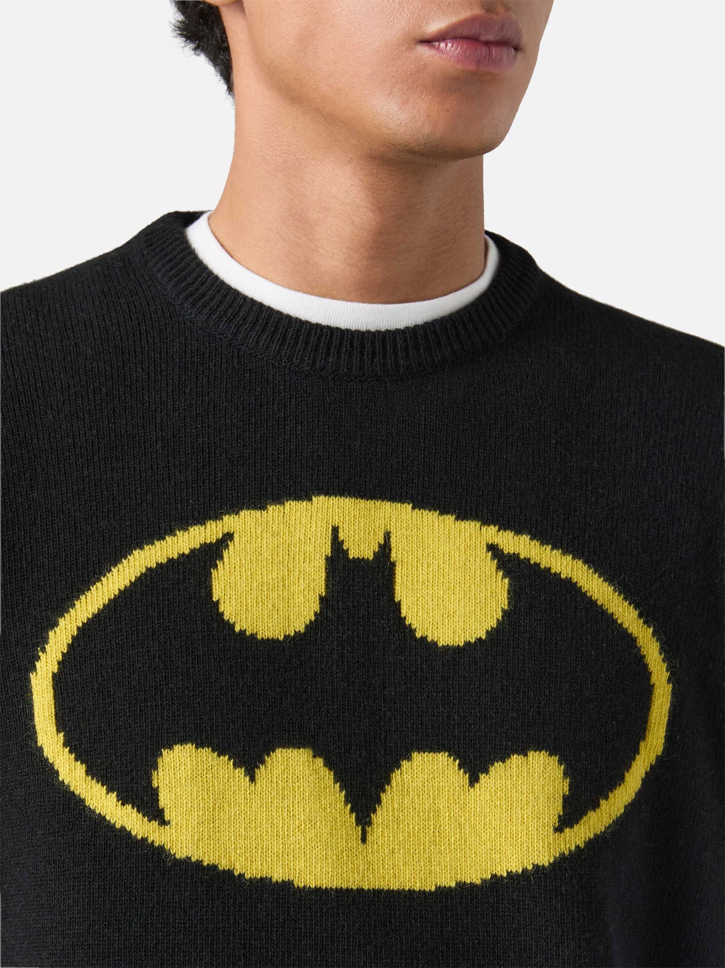 Schwarzer Heron-Pullover mit Rundhalsausschnitt und Batman-Stickerei | BATMAN SPECIAL EDITION