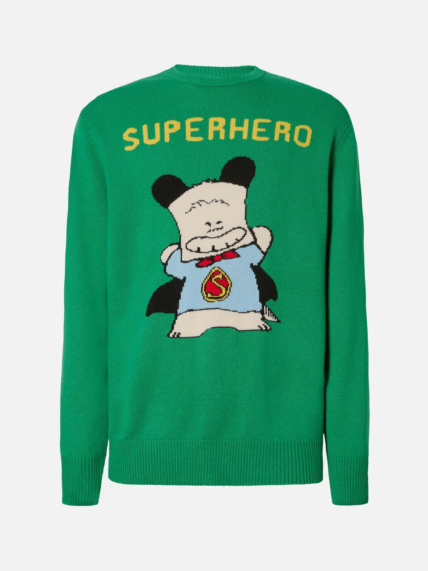 Grüner Heron-Pullover mit Hello Spank Jacquardmuster | HELLO SPANK SONDEREDITION