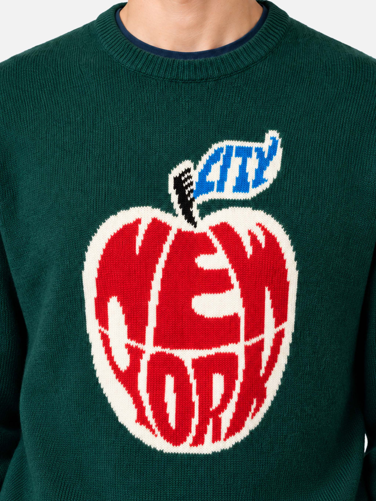 Suéter de cuello redondo Heron con jacquard New York apple 