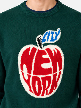 Suéter de cuello redondo Heron con jacquard New York apple 