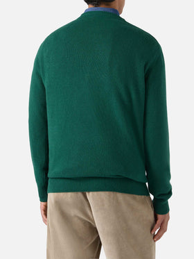 Green crewneck Heron with Money maker jacquard