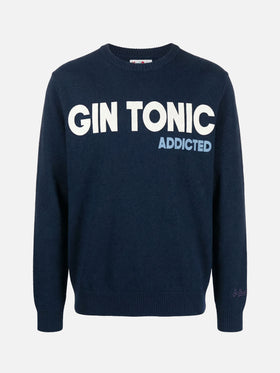 Girocollo Heron blu navy con jacquard Gin tonic addicted
