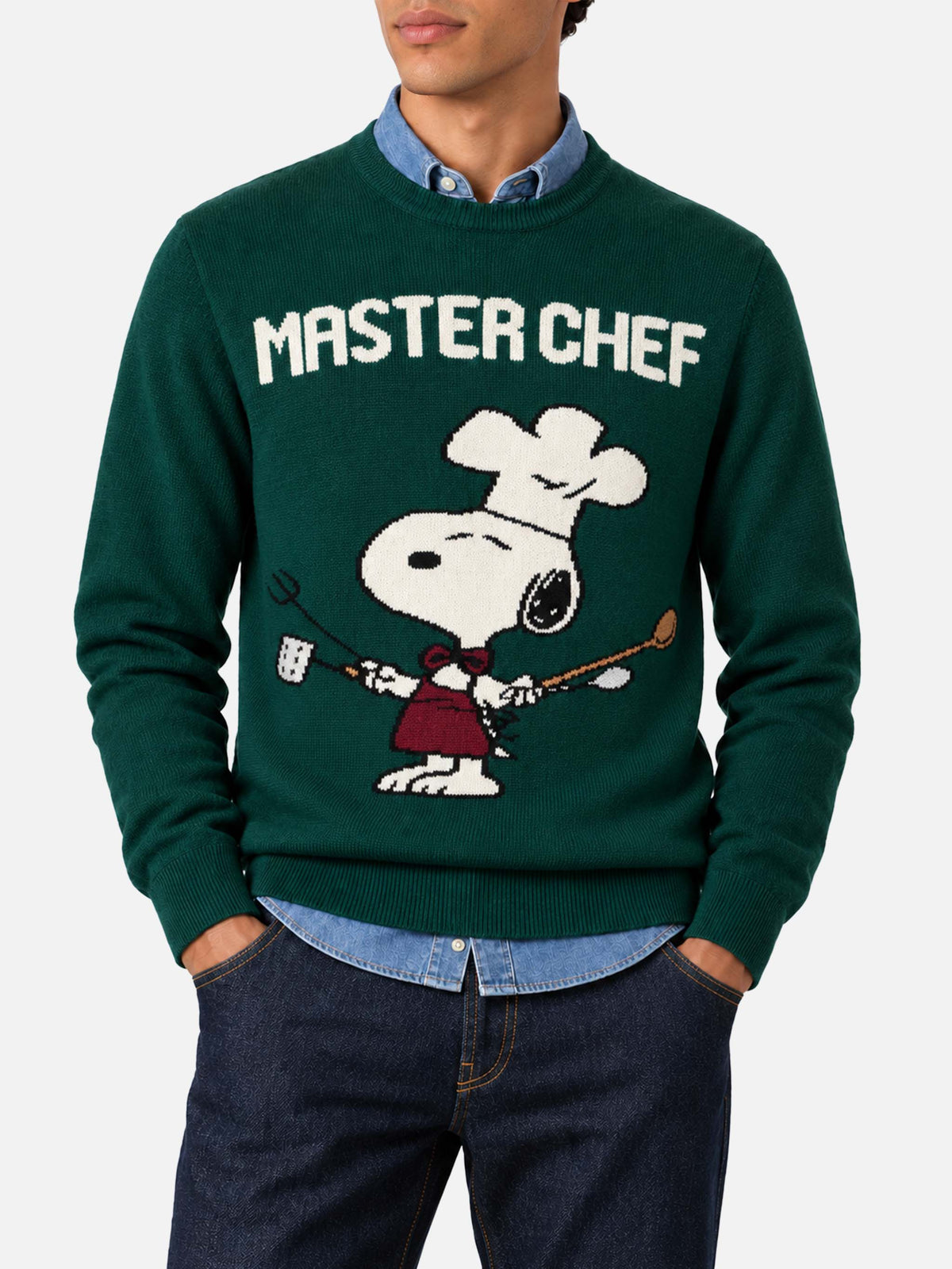 Rundhalspullover Heron mit Snoopy-Master-Chef-Jacquard | SNOOPY PEANUTS SPECIAL EDITION 