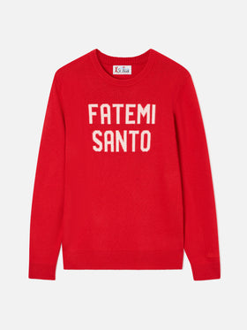 Jersey de punto con cuello redondo Red Heron con intarsia Fatemi Santo 