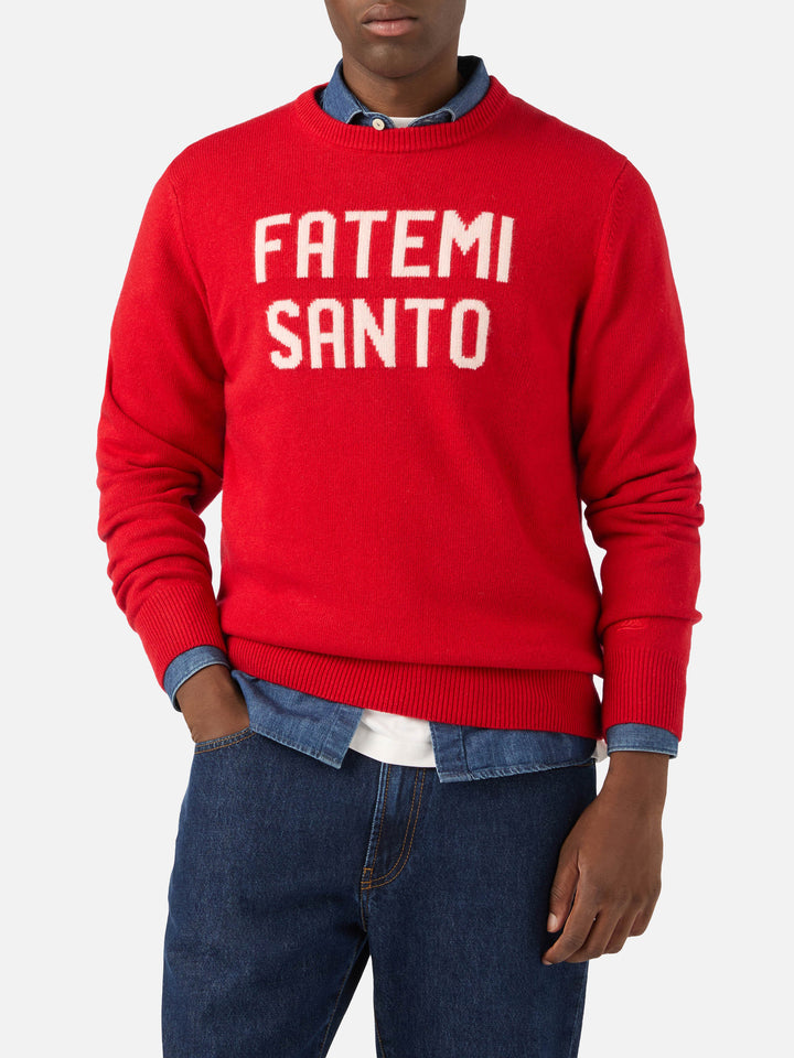 Pull col rond Red Heron en maille avec intarsia Fatemi Santo 