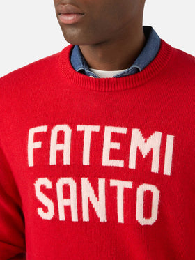Jersey de punto con cuello redondo Red Heron con intarsia Fatemi Santo 