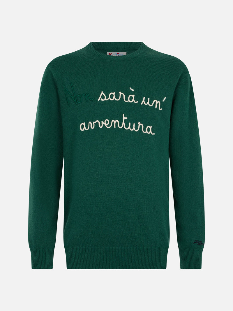 Maglia da uomo verde Heron con ricamo Non sarà un'avventura