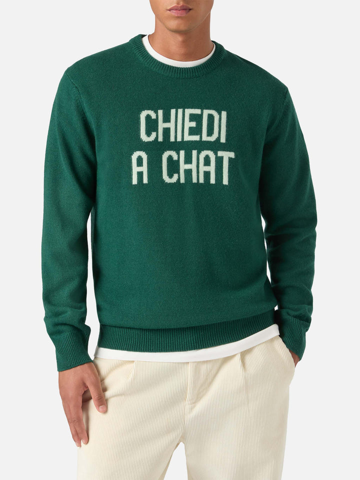 Jersey de cuello redondo Green Heron con intarsia Chiedi A Chat 
