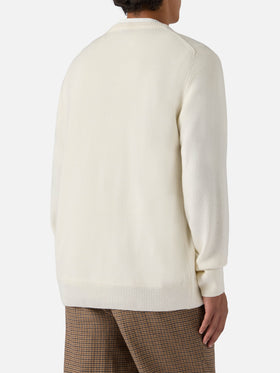 Girocollo Heron bianco con ricamo Super G | SUPER G SPECIAL EDITION