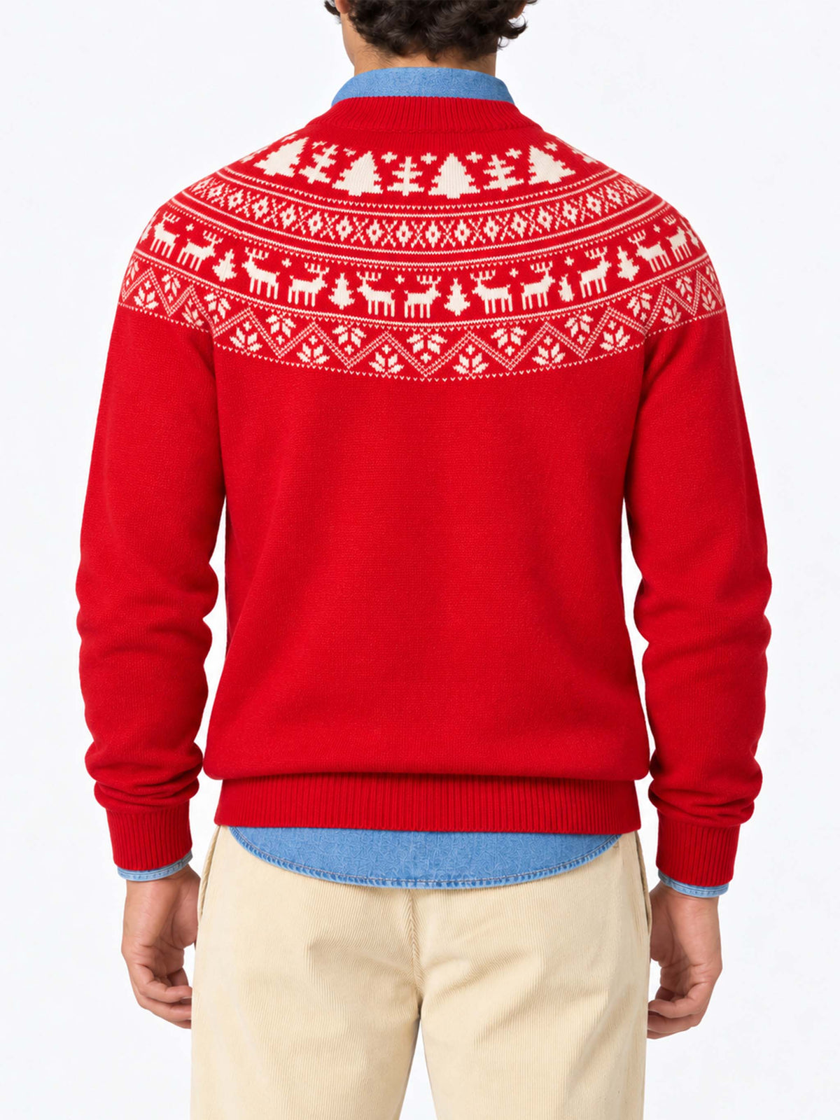Maglione Heron rosso con jacquard renne