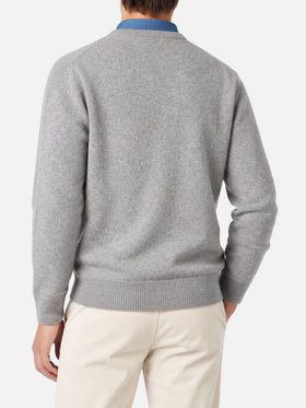 Maglia Heron grigio melange con ricamo St. Barth