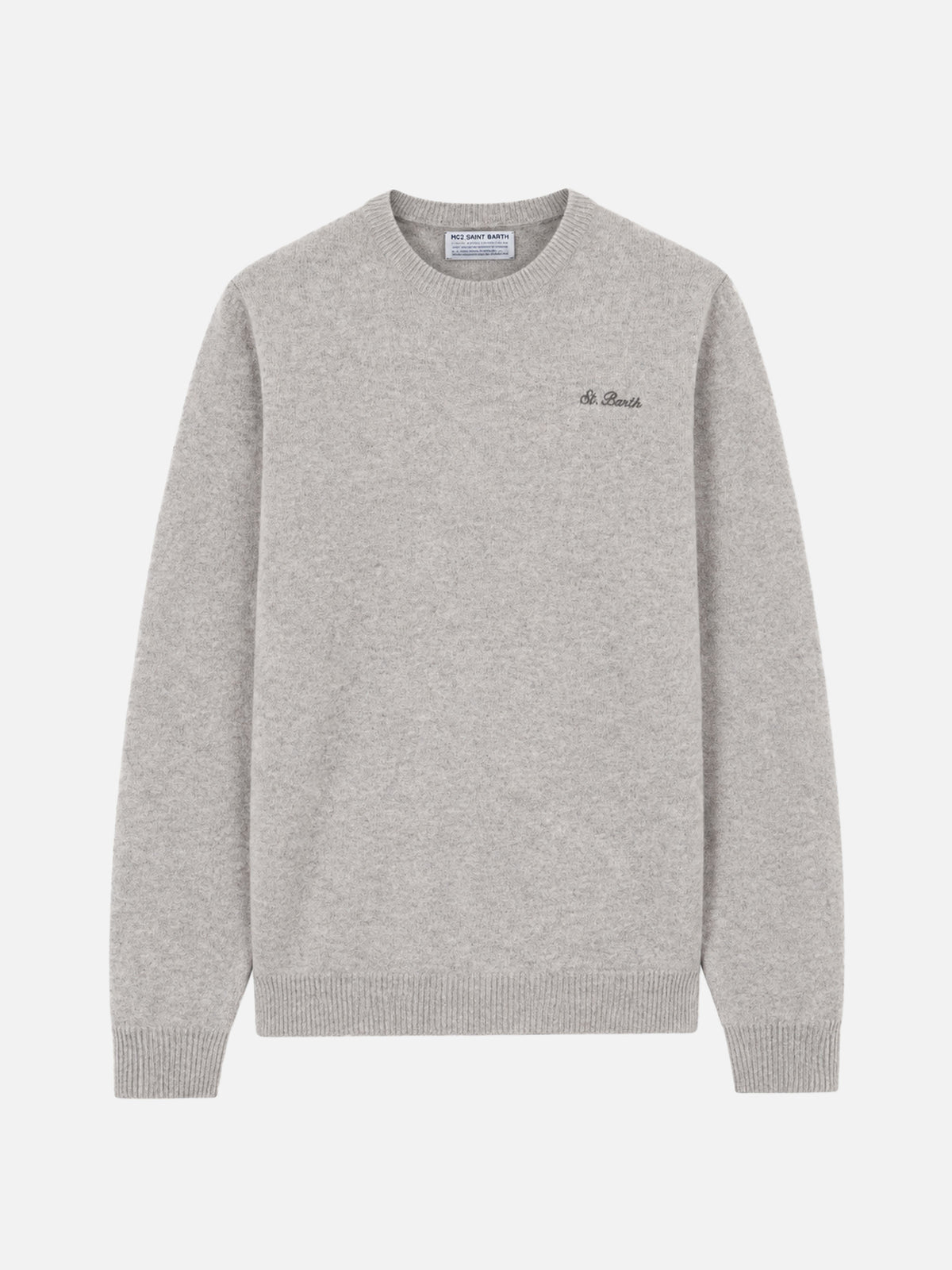 Maglia Heron grigio melange con ricamo St. Barth