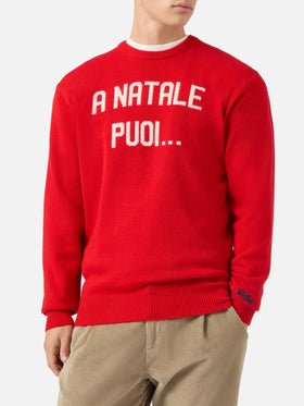 Maglione Heron rosso con jacquard A Natale puoi...