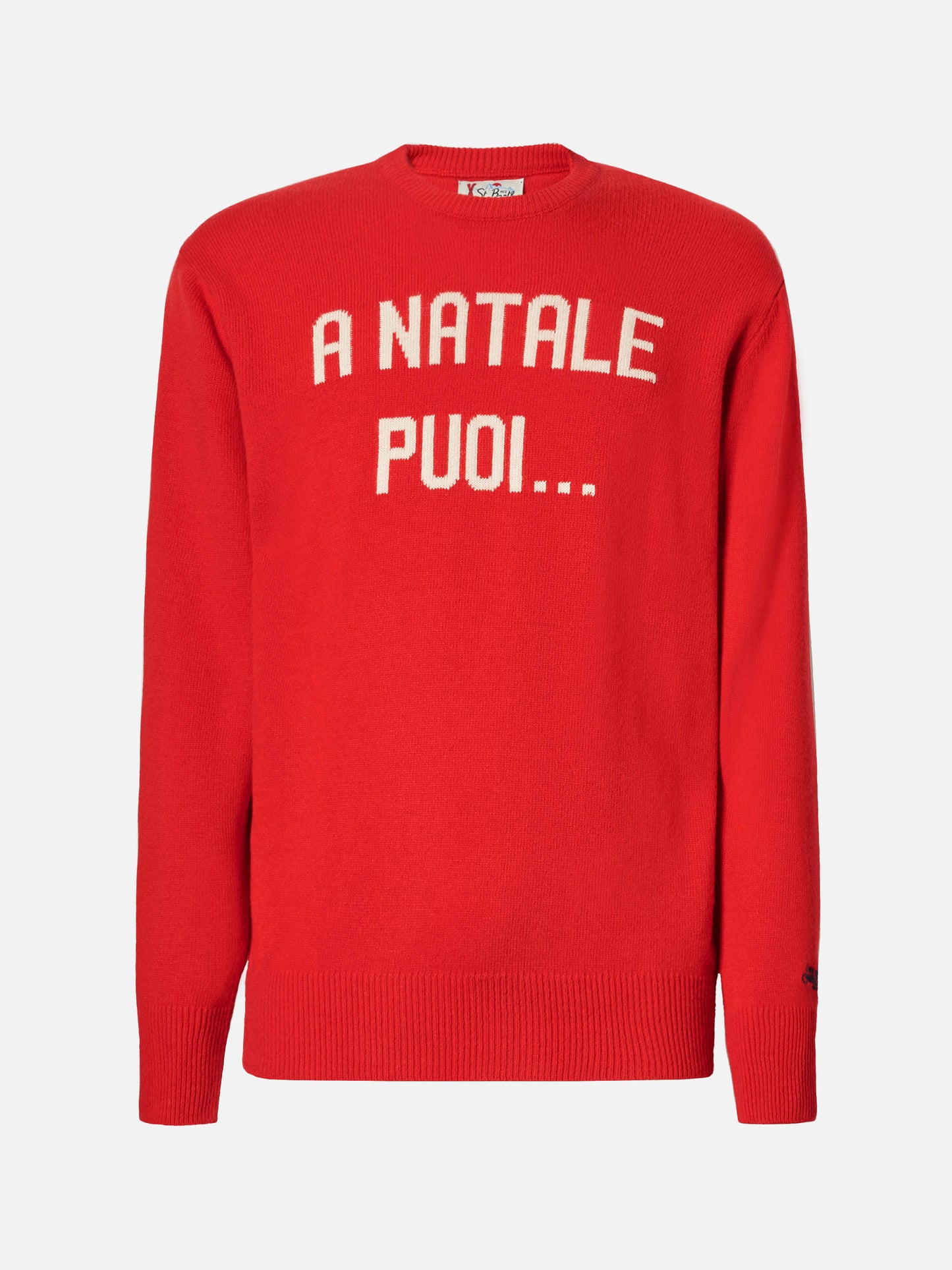 Heron-Pullover in Rot mit A Natale puoi... Jacquardmuster