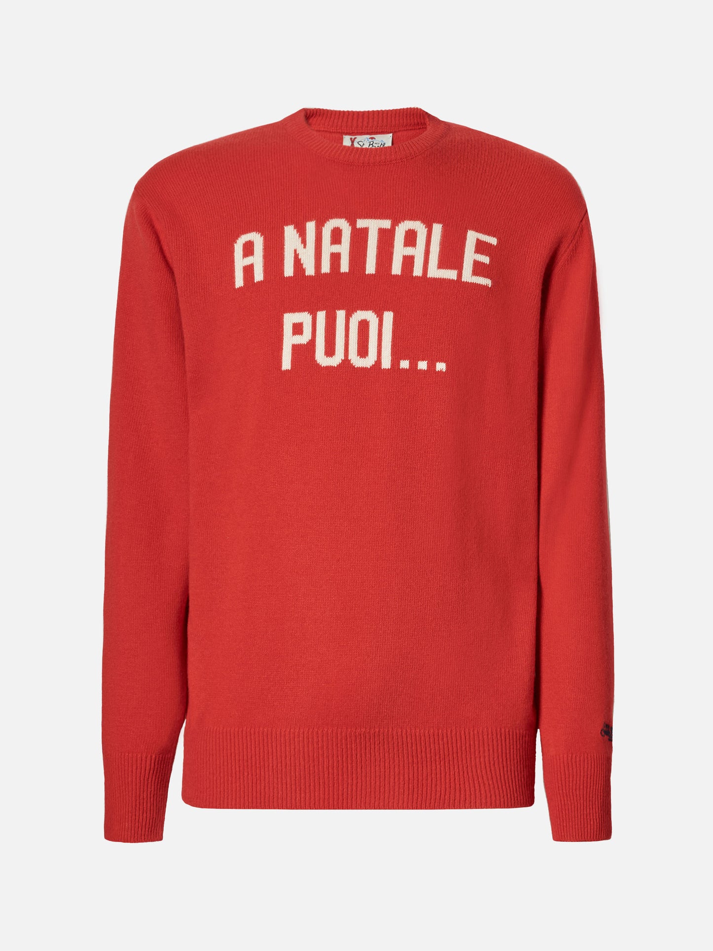 Maglione Heron rosso con jacquard A Natale puoi...