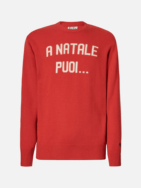 Maglione Heron rosso con jacquard A Natale puoi...