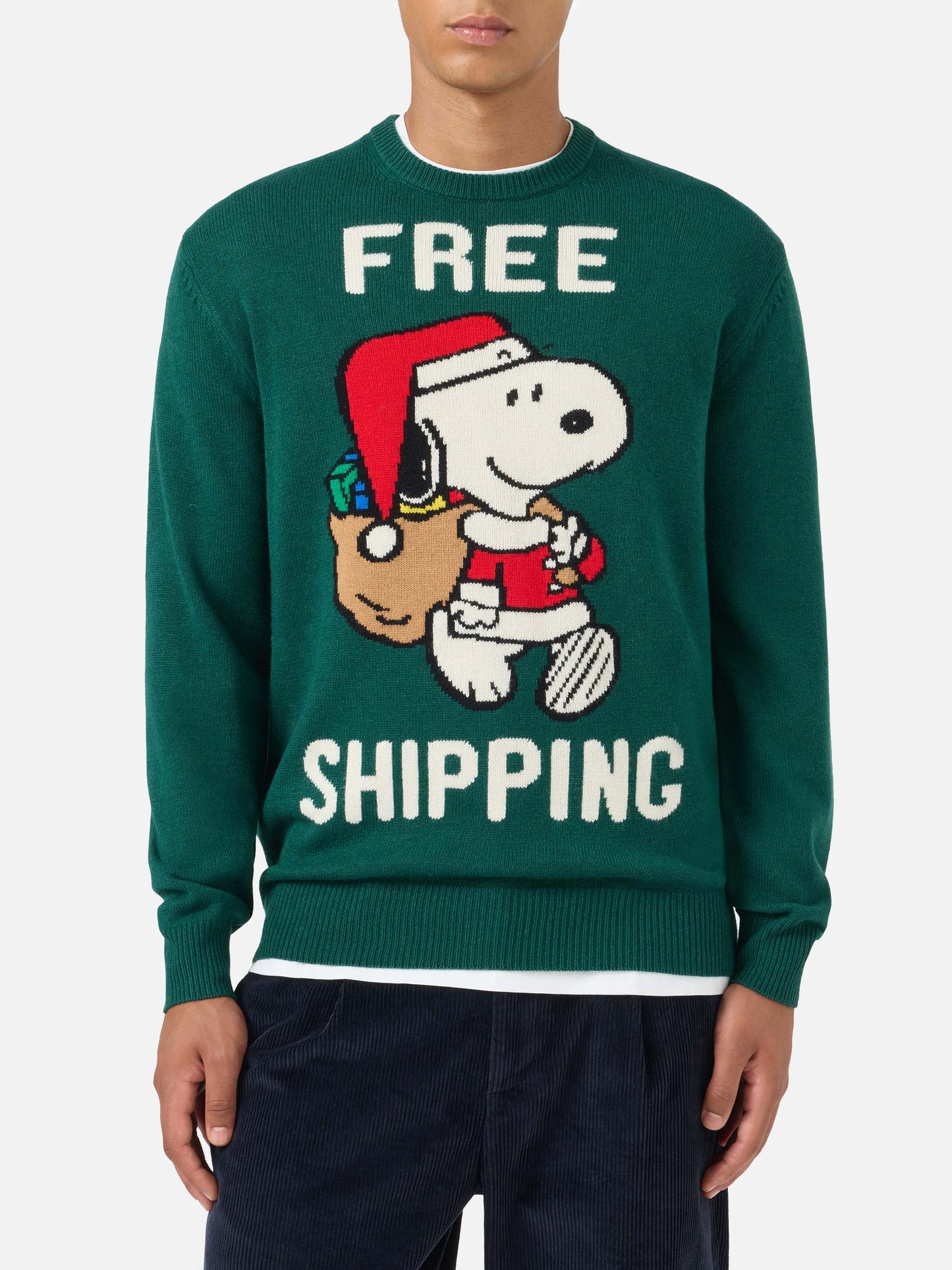 Maglione verde Heron con jacquard Snoopy | SNOOPY PEANUTS® SPECIAL EDITION