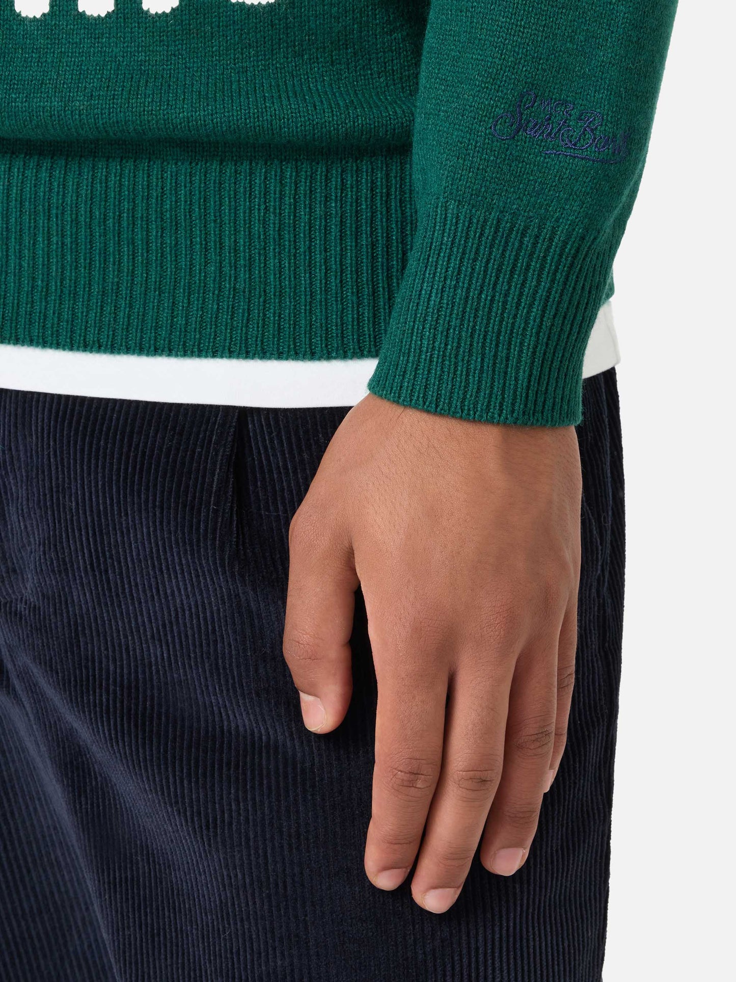 Maglione verde Heron con jacquard Snoopy | SNOOPY PEANUTS® SPECIAL EDITION