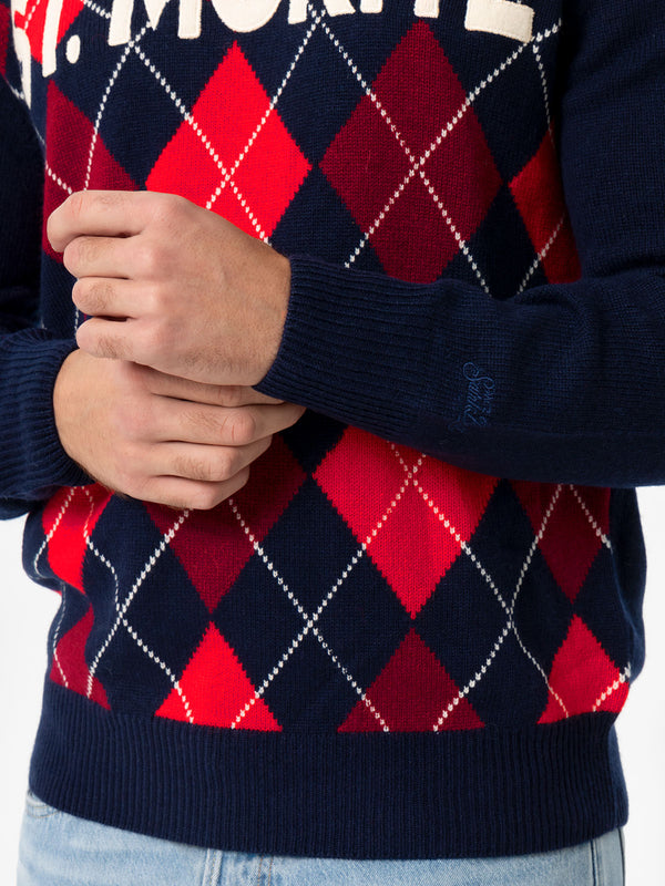 Maglione da uomo argyle Heron con jacquard St. Moritz