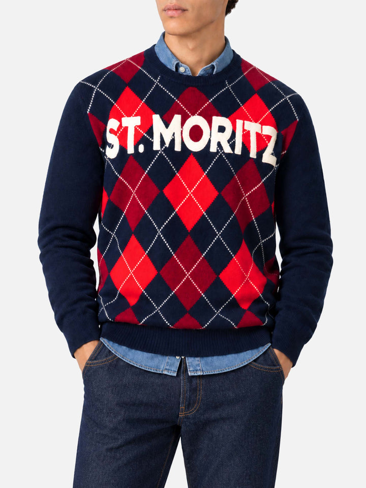 Suéter de cuello redondo Heron con jacquard argyle St. Moritz 