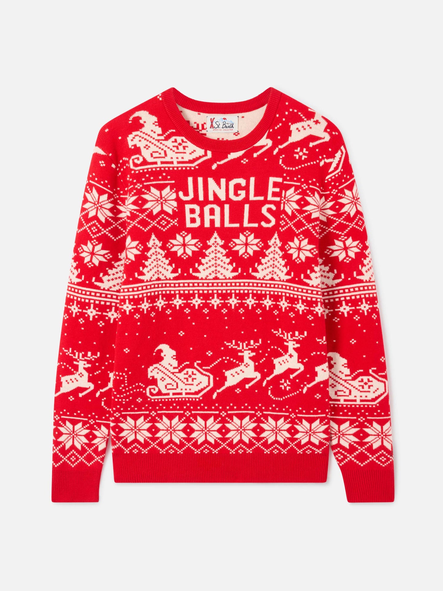 Fairs isle sweater Heron with Jingle Balls jacquard