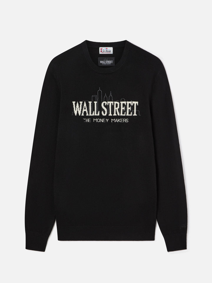 Pull col rond en maille Black Heron Light avec intarsia Wall Street | Special edition 
