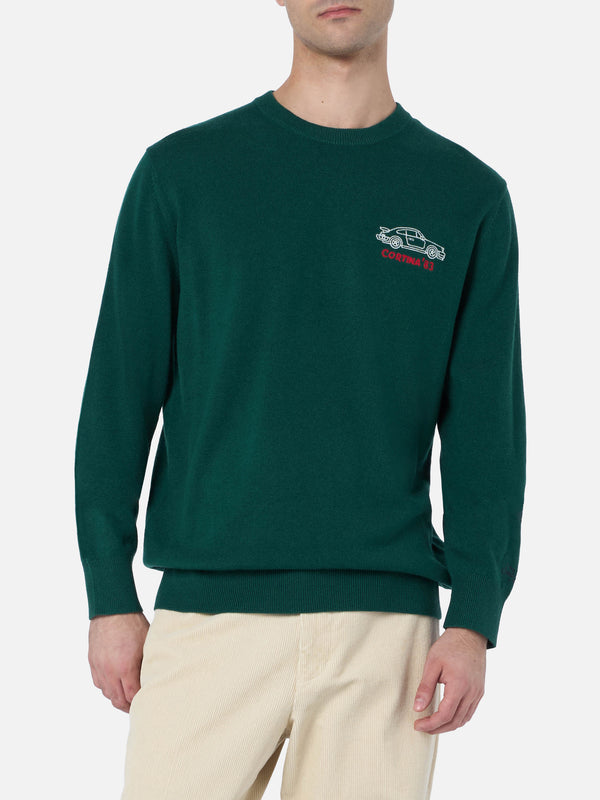 Grüner Herrenpullover Heron mit Cortina Speed-Stickerei