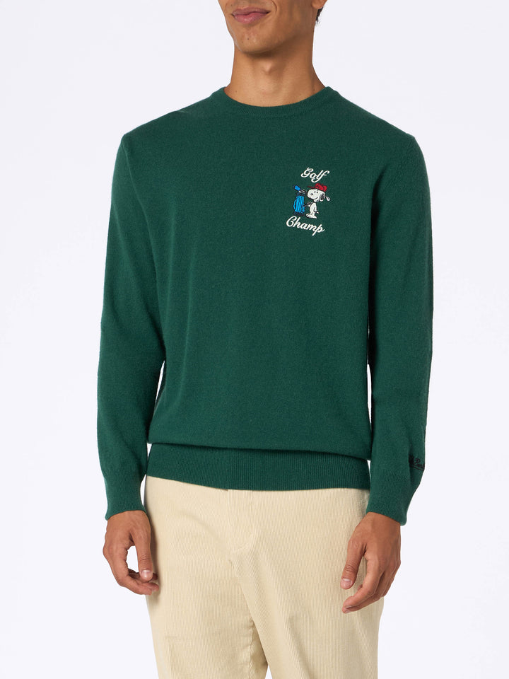 Grüner Herrenpullover Heron mit Snoopy Golf Champ-Stickerei | SNOOPY PEANUTS SPECIAL EDITION