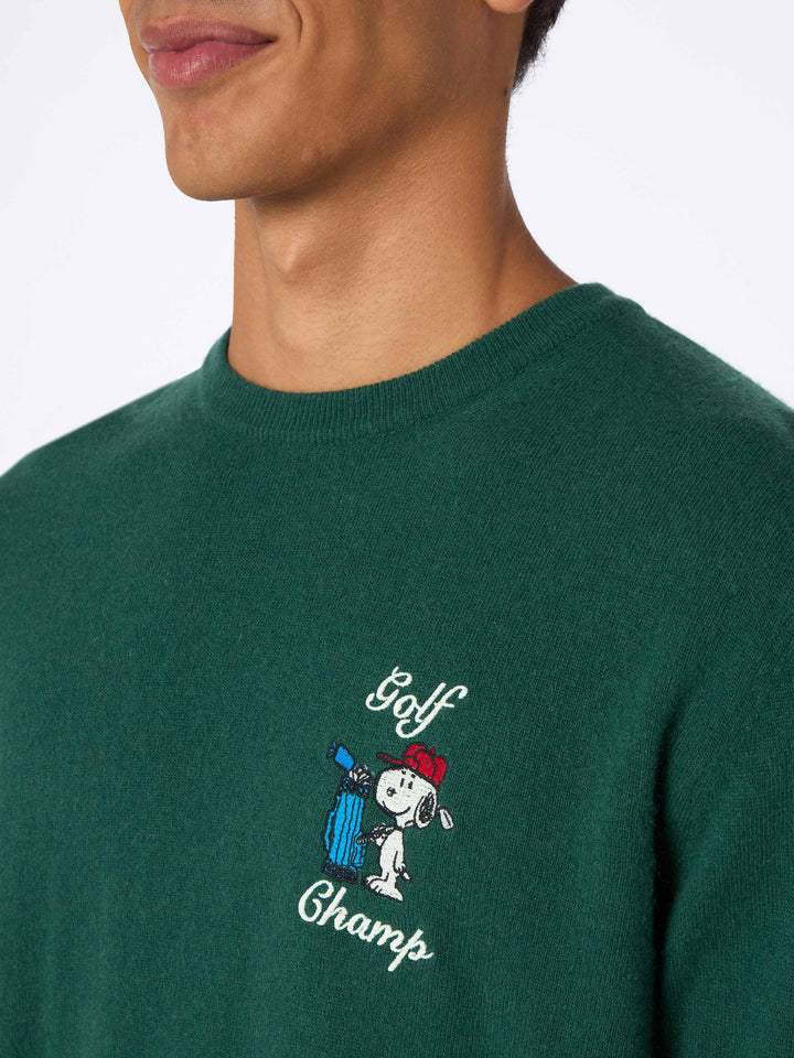 Grüner Herrenpullover Heron mit Snoopy Golf Champ-Stickerei | SNOOPY PEANUTS SPECIAL EDITION