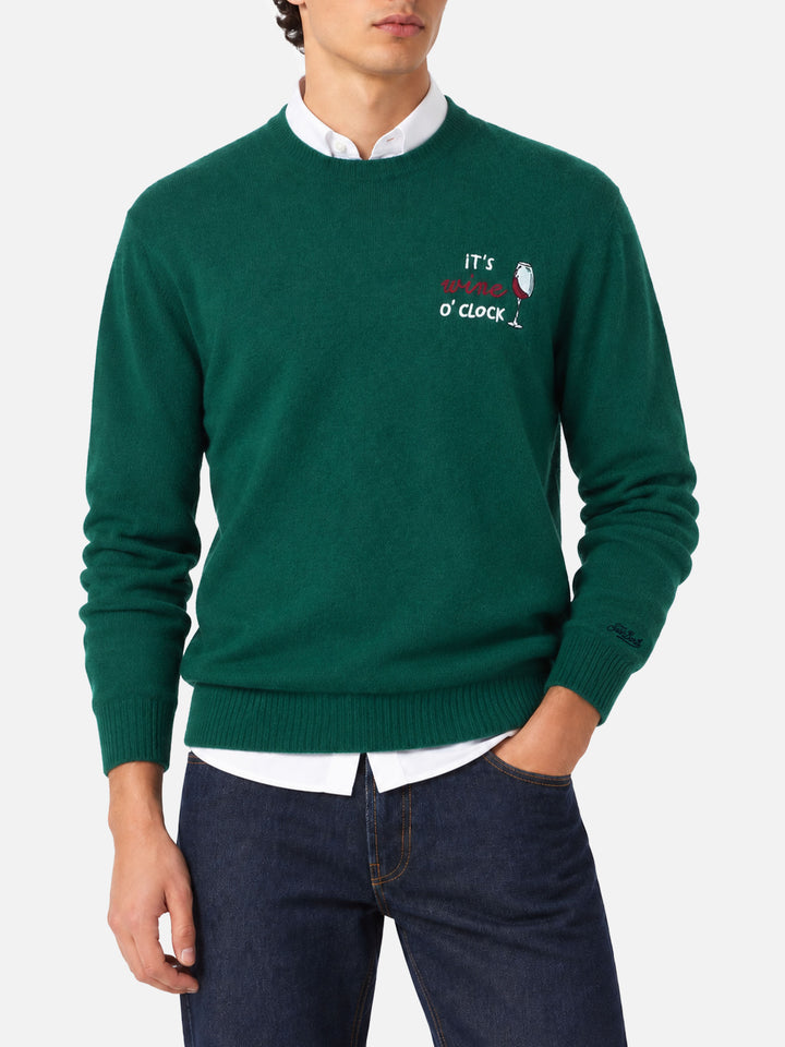 Crewneck-Pullover Heron mit „It's wine o'clock“-Stickerei 