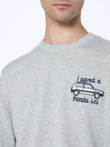 Man gray sweater Heron with Panda four embroidery | FIAT PANDA SPECIAL EDITION