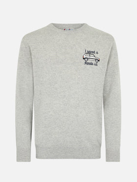 Grauer Herrenpullover Heron mit „I saved a Panda 4x4“-Stickerei | FIAT PANDA SPECIAL EDITION