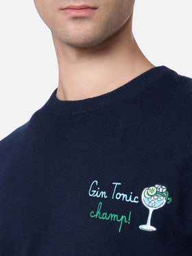 Crewneck Heron with Gin tonic champ embroidery