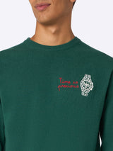 Maglione da uomo verde Heron con ricamo Money time