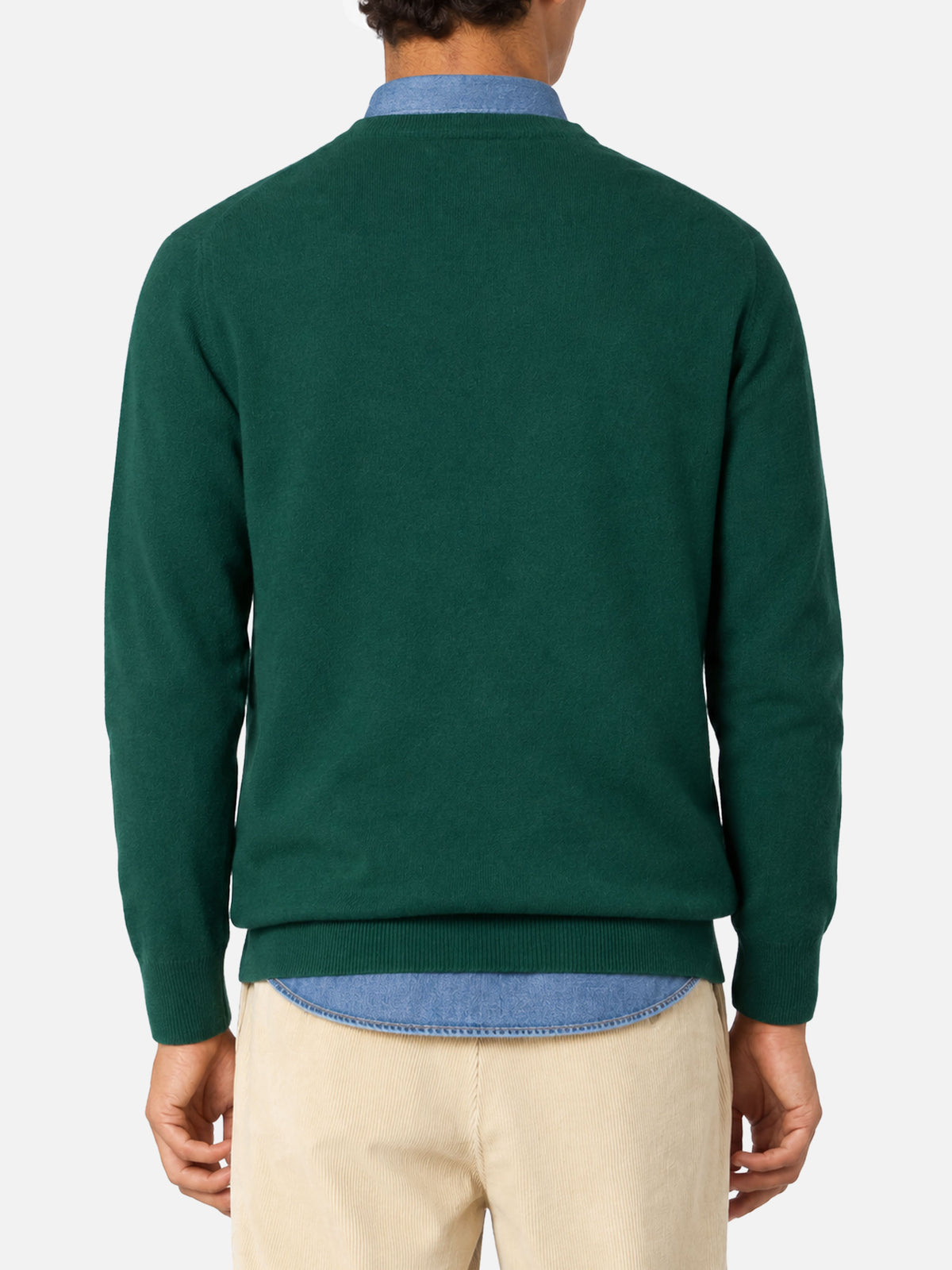 Dark green Heron Light crewneck sweater with Time is precious embroidery