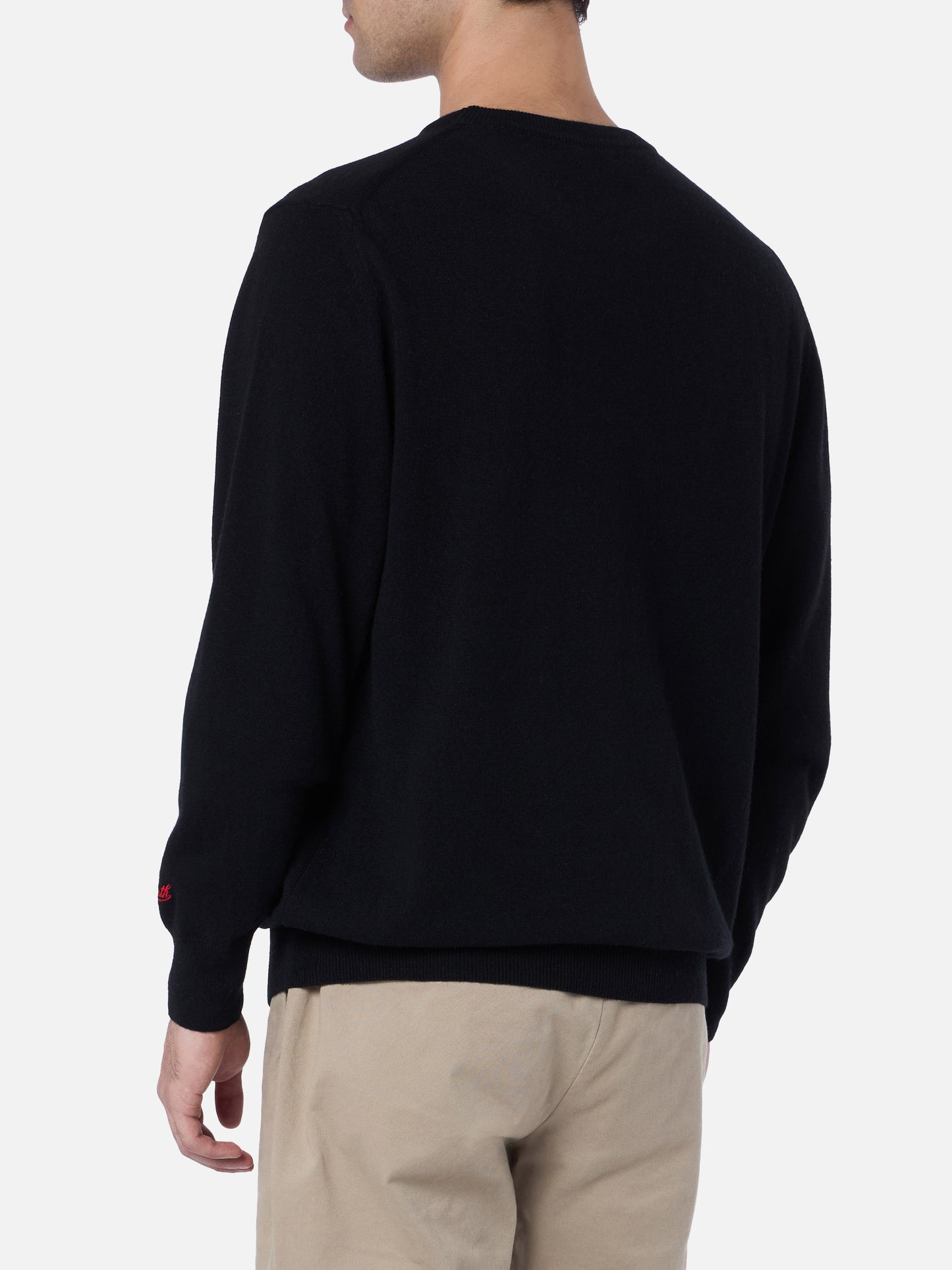 Schwarzer Herrenpullover Heron mit Single per scelta non mia-Stickerei