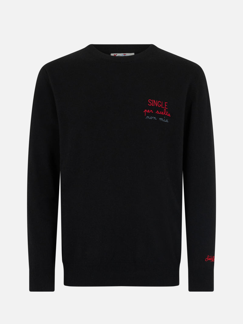 Man black sweater Heron with Single per scelta embroidery