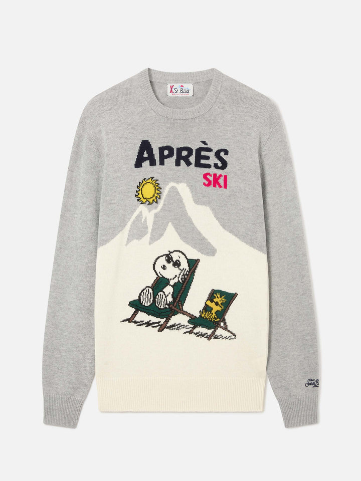 Maglia girocollo Heron grigia con intarsio Snoopy | Special edition