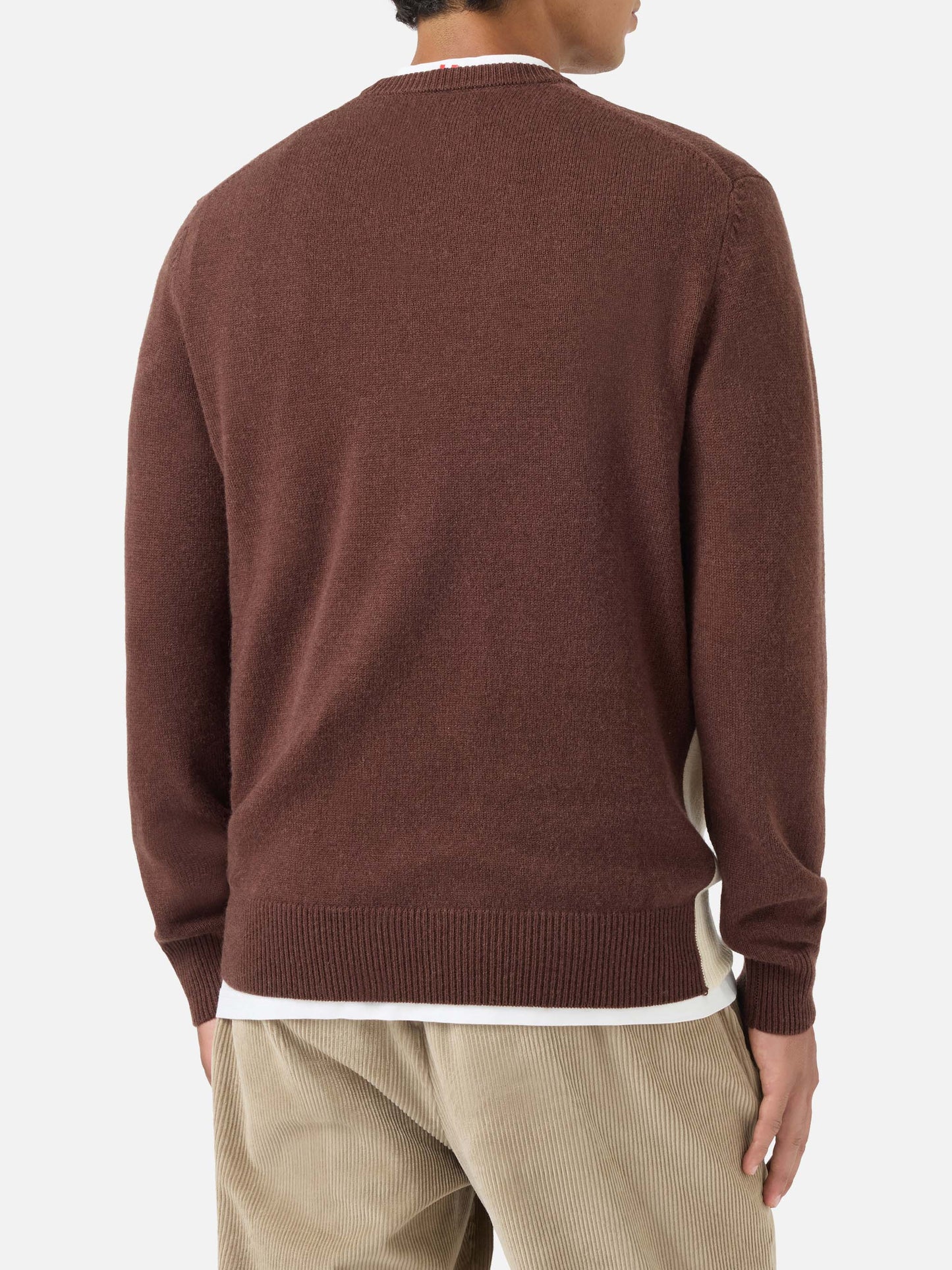 Crewneck sweater with Cortina postcard jacquard