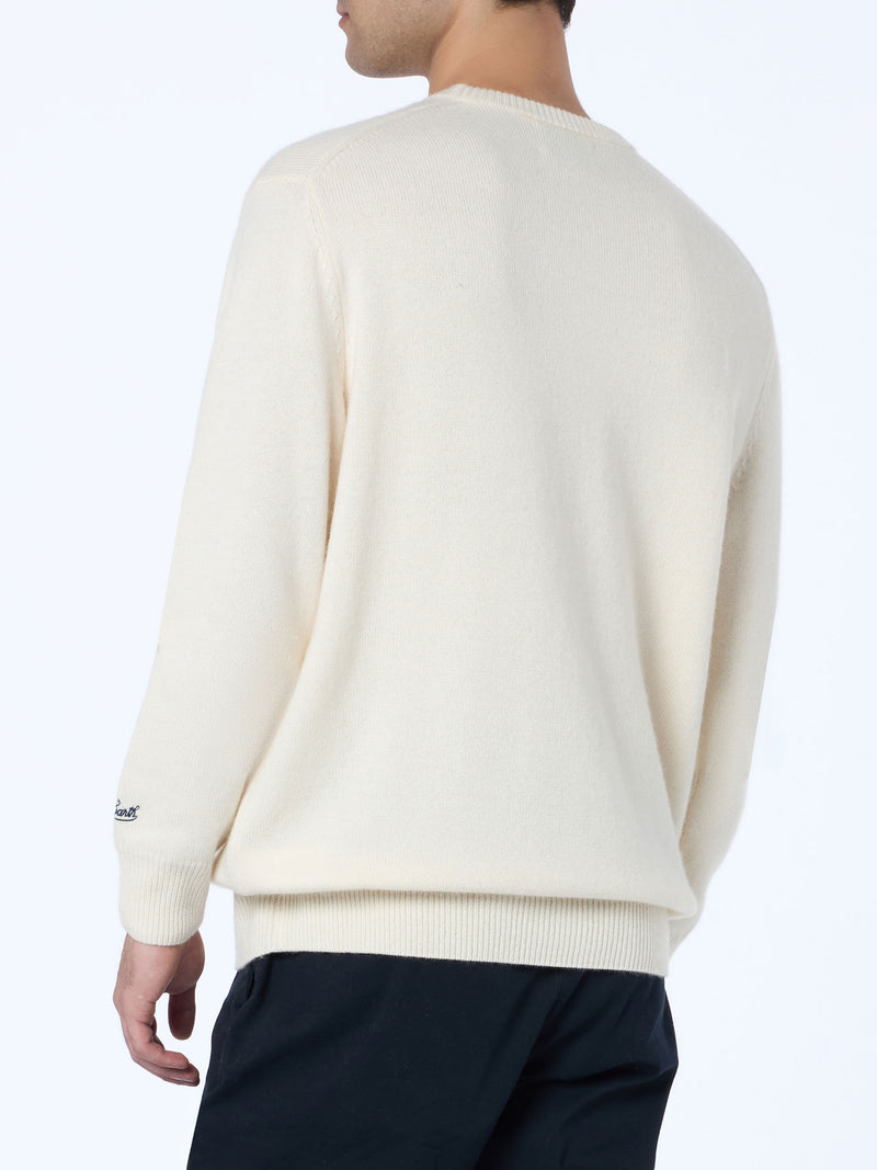 Man white sweater Heron with jacquard print St. Moritz ski | ST. MORITZ TOP OF THE WORLD SPECIAL EDITION